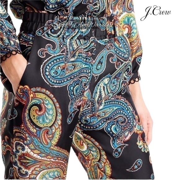 J.Crew 2 piece black silk paisley top + matching pull on pants *shop@iamwarrior - Picture 5 of 12